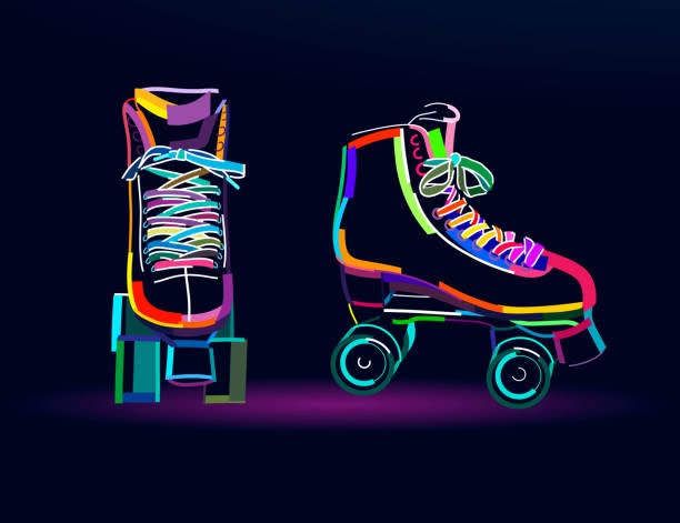 Colorful neon roller skates